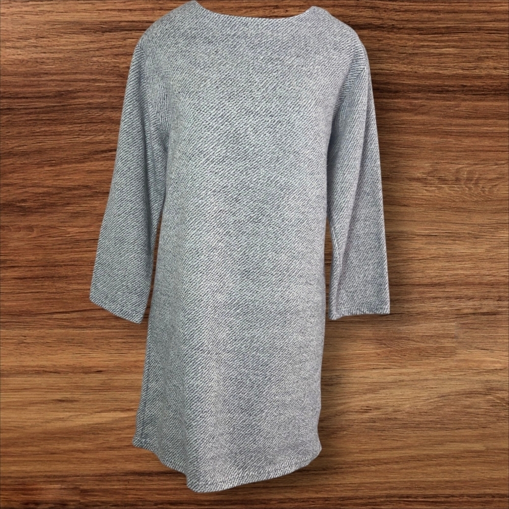 OAK + FORT Textured Knit Grey Mini Dress With Long Sleeves Size XS